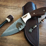 Wirecut Damascus Blade Hunting Knife