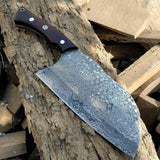 Raindrop Damascus Cleaver Knife