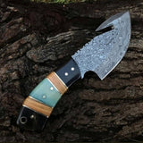 Damascus Steel Guthook Skinner Knife