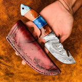Damascus Steel Guthook Skinner Knife
