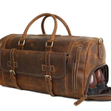 Leather Duffle Bag With Shoe Compartment