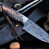 Pine cone Damascus Skinning Knife