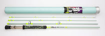 Light mint fishing rod with neon lime accents, black reel seat, and four-piece kit