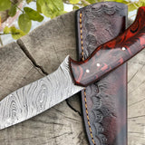 Resin Handle Damascus Hunting Skinning Knife