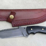 Handcrafted Custom D2 Steel Tanto Blade Survival Knife with Black Micarta Handle - 10 Inch Overall Length