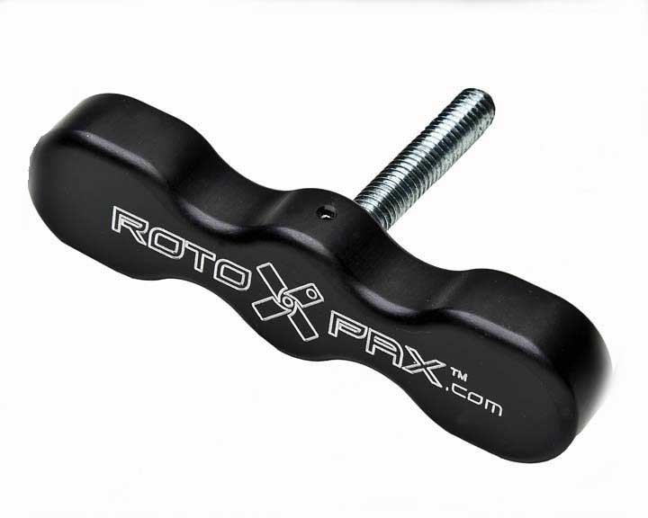 Black T-handle with threaded screw rod, hardware grip for mounting