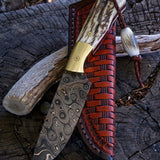 Damascus Raindrop Skinning Knife
