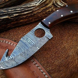 Damascus Steel Guthook Hunting Knife