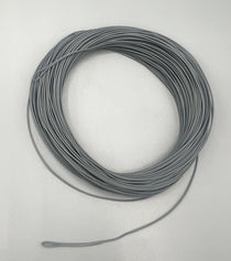 Gray sinking fishing line spool, coiled with looped line end