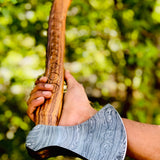 Custom Hammer Forged Damascus Steel Axe