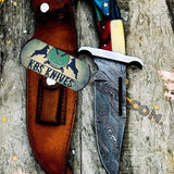 Rambo Knife for Texans - Custom Handmade Damascus Bowie with Exotic Wood & Bone Handle