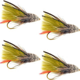 Olive Marabou Muddler Minnow Streamer Flies - 4 Fly Fishing Flies - Hook Size 8