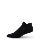 Merino wool no-show trail running socks, black with textured stripe