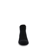 Merino wool no-show running sock, solid black with stitched heel area