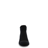 Merino wool no-show running sock, solid black with stitched heel area