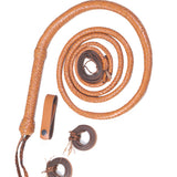 Premium Tan Leather Bull Whip with Belt Holder – 4ft to 16ft