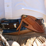 Buckaroo Waist Knife Damascus Steel Blade and Colored Bone Handle