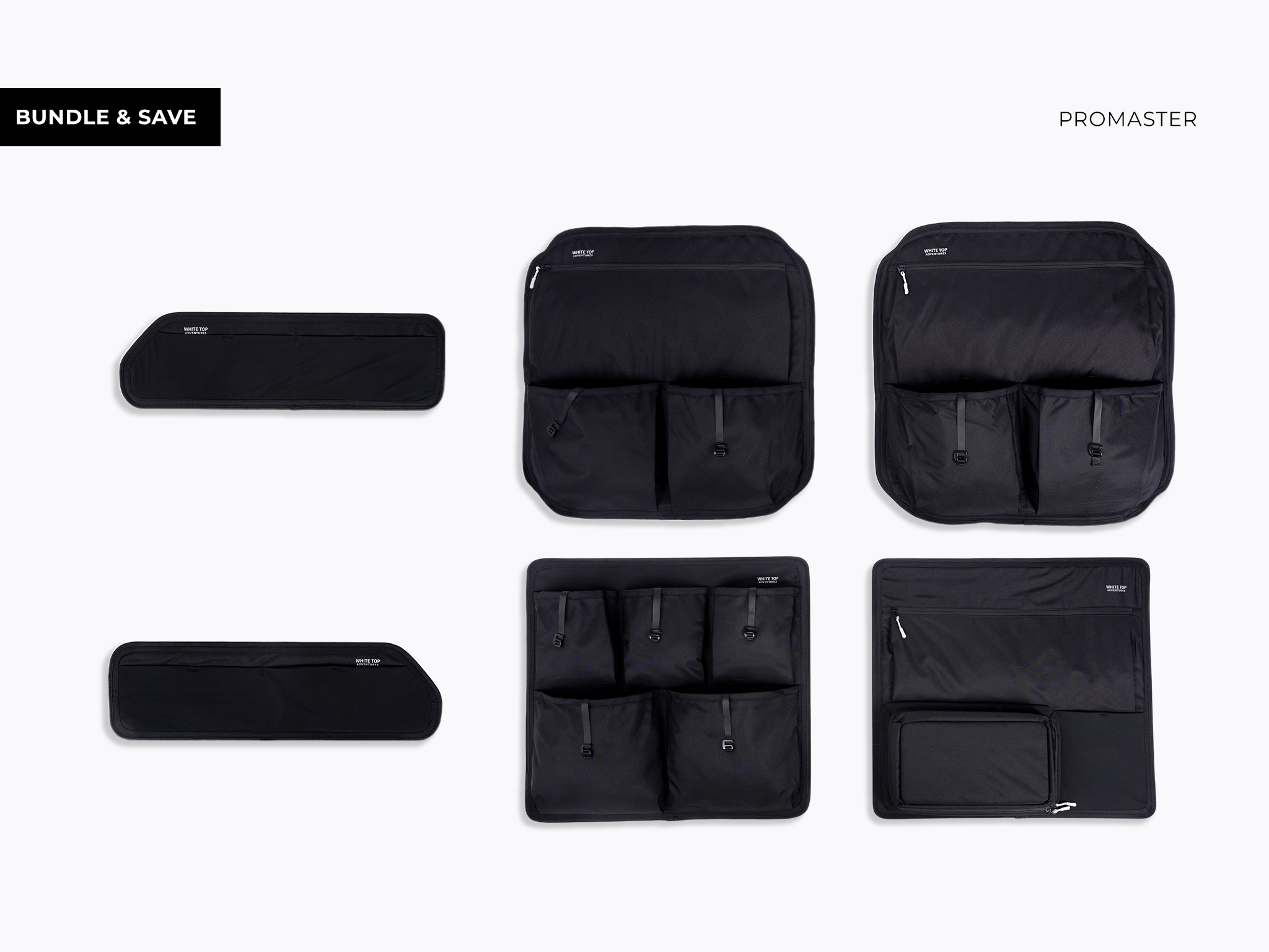 Black Ram ProMaster rear door storage panel bundle (upper, middle, lower)