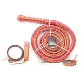 Whips for Sale – Bold Pink & Orange Leather Bullwhip by KBS Knives Store (4ft to 16ft)