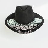 Black Cascading Beaded Hat Necklace