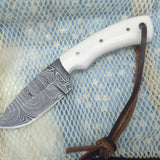 Custom Handmade Damascus Steel Fixed Blade Skinning Knife