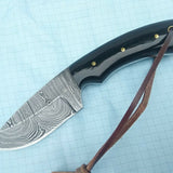Custom Handmade Damascus Steel Fixed Blade Skinning Knife