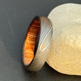 Everlasting Unity Damascus Steel Eternal Commitment Ring with Wood Inlay by KBS Knives Store