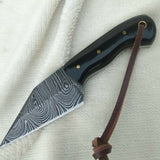 Custom Handmade Damascus Steel Small Seax Knife with Buffalo Horn Handle - 7 Inches by KBS Knives Store