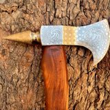 Tomahawk Axe with Custom Handmade Forged 1095 Steel Blade and Rosewood Handle – Redwood Warrior