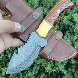 Custom Handmade Damascus Steel Guthook Knife