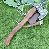 Viking Combat Axe with Custom Handmade Forged Engraved 1095 Steel Blade and Rosewood Handle – Odin’s Fury