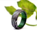 Exquisite Damascus Steel Engagement Ring by KBS Knives Store
