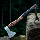 Battle Axe with Custom Handmade Forged Engraved 1095 Steel Blade and Ash Wood Handle – Warrior's Edge