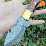 Custom Handmade Damascus Steel Guthook Knife