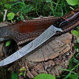Best Fish Fillet Knife – Damascus Steel with Wenge Wood & Horn Handle