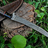 Best Fish Fillet Knife – Damascus Steel with Wenge Wood & Horn Handle