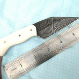 Custom Handmade Damascus Steel Small Seax Knife with Bone Handle and Leather Case - 7 Inches by KBS Knives Store