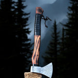 Battle Axe with Custom Handmade Forged Engraved 1095 Steel Blade and Ash Wood Handle – Warrior's Edge