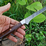 Custom Handmade Damascus Steel Fillet Knife with Rose Wood and Steel Bolster Handle