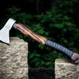Battle Axe with Custom Handmade Forged Engraved 1095 Steel Blade and Ash Wood Handle – Warrior's Edge