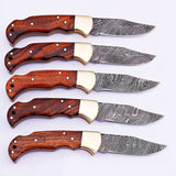 LOT OF 5 HANDMADE DAMASCUS STEEL FOLDING KNIVES