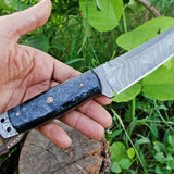Custom Handmade Damascus Steel Tanto Hunting Knife