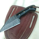 Custom Handmade Damascus Steel Small Seax Knife with Buffalo Horn Handle - 7 Inches by KBS Knives Store