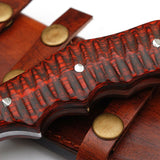 Custom Handcrafted Damascus Steel Tanto Tracker Knife - 11.5" Exotic Color Wood Handle with Horizontal Leather Sheath | Survival, Camping, Tactical | KBS Knives