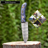 Wilderness Guardian: Hunting Knife with Twist Damascus Steel Blade, Micarta G10 Handle, and Leather Sheath