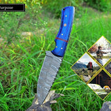 Custom Handmade Damascus Steel Skinning Hunting Knife