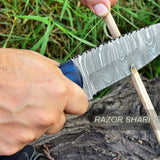 Custom Handmade Damascus Steel Skinning Hunting Knife