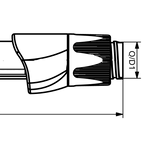 Close-up of ribbed spinning reel seat hood and grip texture