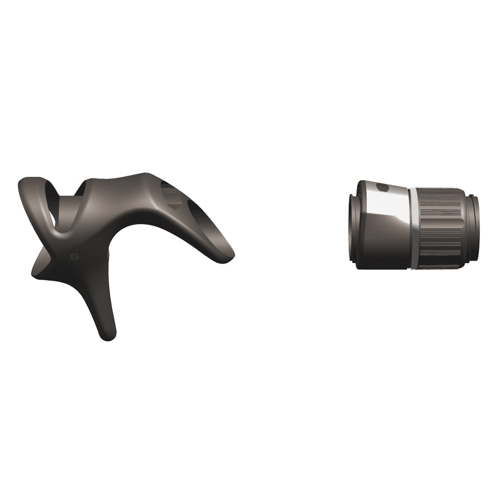Casting reel seat hood and nut, dark finish, with flared threaded end