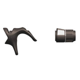 Casting reel seat hood and nut, dark finish, side view with ribbed coupling